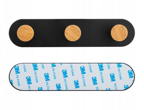 Yoka Home 3 részes öntapadós fali akasztó - fekete / bambusz