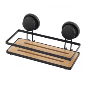 Yoka Home tapadókorongos falipolc - fekete / bambusz