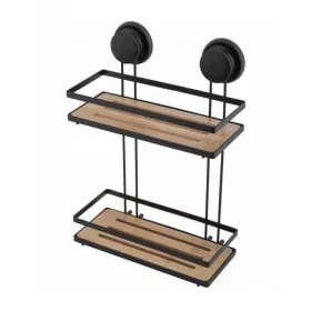   Yoka Home tapadókorongos fali tároló polc - fekete / bambusz