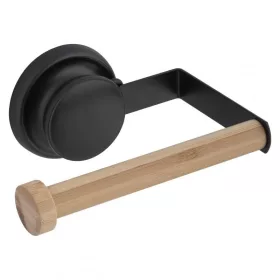   Yoka Home tapadókorongos wc papír tartó - fekete / bambusz