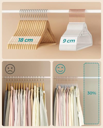 Csúszásmentes vállfa készlet - 50 db - bársony felület (fehér)