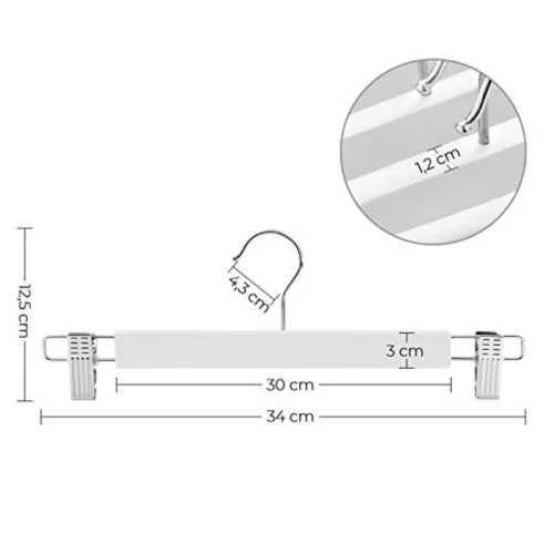Songmics nadrágtartó vállfa készlet - 8 db (fehér)