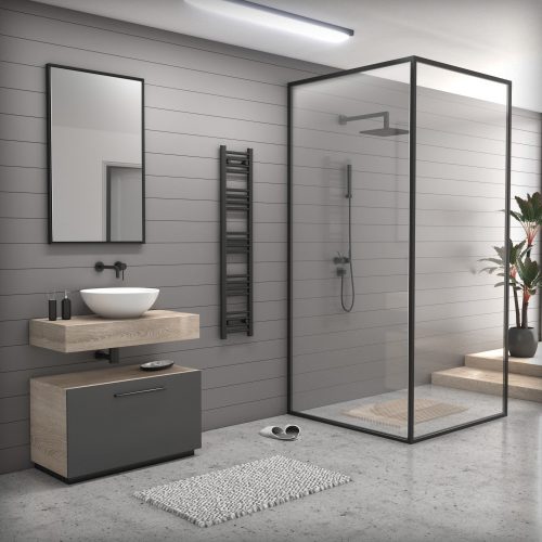 Ecoradco törölközőszárító radiátor 30 x 140 cm (fekete)