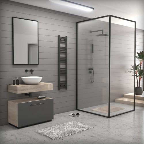 Ecoradco törölközőszárító radiátor 30 x 150 cm (fekete)