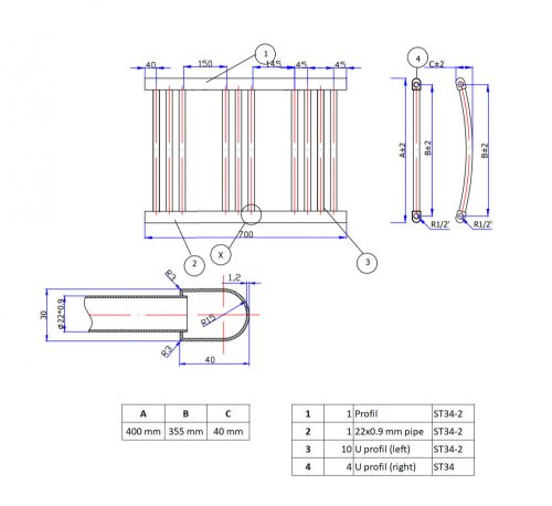 Ecoradco törölközőszárító radiátor 40 x 70 cm (króm)