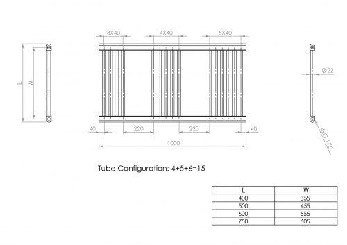 Ecoradco törölközőszárító radiátor 40 x 100 cm (Fehér)