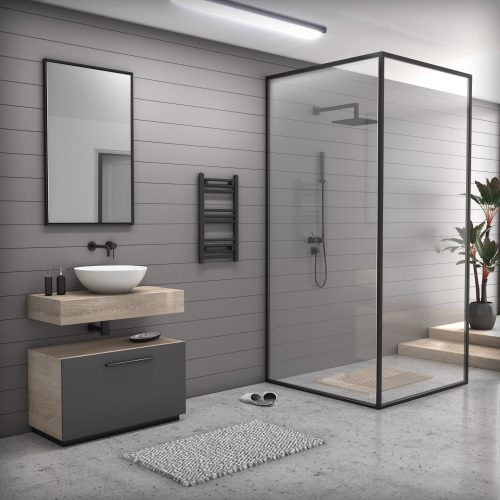 Ecoradco törölközőszárító radiátor 40 x 70 cm (fekete)