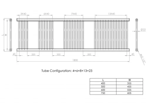 Ecoradco törölközőszárító radiátor 75 x 180 cm (fehér)