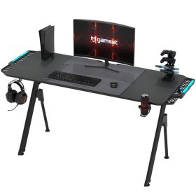   Gamer asztal LED világítással karbonszálas bevonat 156cm FALCON 1.4