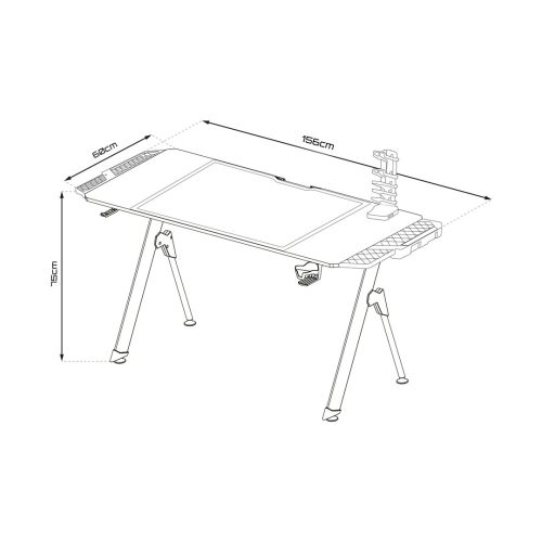 Gamer asztal LED világítással karbonszálas bevonat 156cm FALCON 1.4