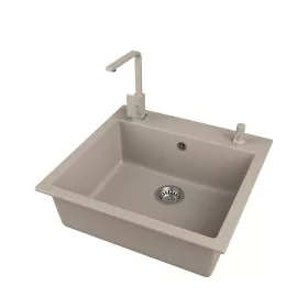   Gránit mosogató EOS Como + Design csaptelep + adagoló + szifon (bézs)