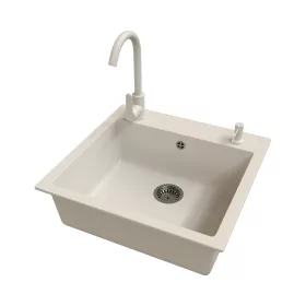   Gránit mosogató EOS Como + magasított csaptelep + adagoló + szifon (fehér)