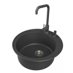   Gránit mosogató EOS Valero + Steel csaptelep + adagoló (fekete)