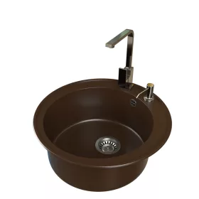   Gránit mosogató EOS Valero + Design csaptelep + adagoló (kávébarna)