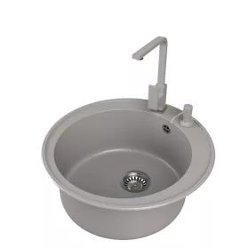   Gránit mosogató EOS Valero + design csaptelep + adagoló (matt szürke)