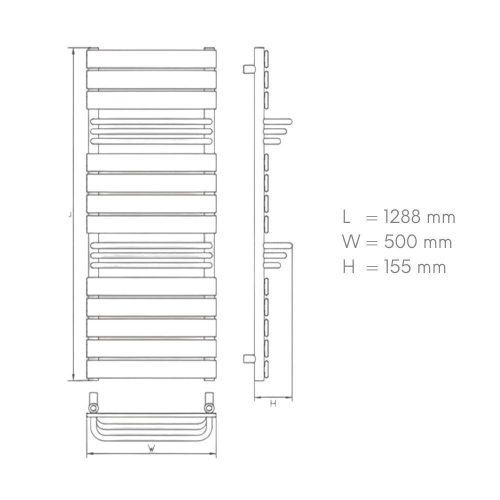 Design radiátor NERO Italia FR03001 - 50 x 129 cm