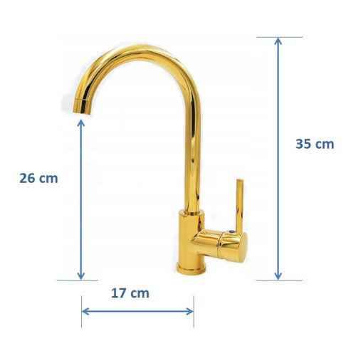 Gamma Gold Magasított Mosogató Csaptelep - Arany