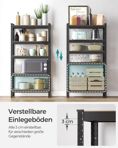 Fém polc / univerzális tároló polc - Vasagle Loft - 75 x 150 x 30 cm