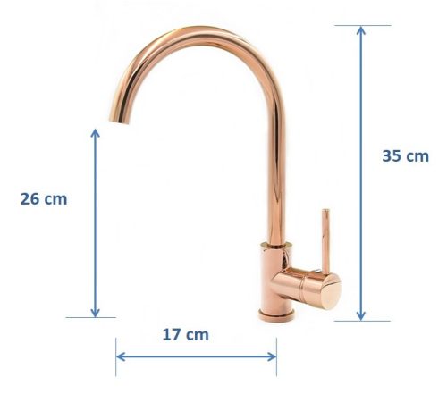 Gamma Rose-Gold magasított mosogató csaptelep - (rose gold)