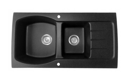 Nero Master Gránit Mosogató + Kihúzható Csaptelep + Dugóemelő + Adagoló (fekete)