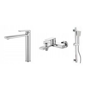   Gamma Rossa 3in1 magasított mosdó + kádtölő csaptelep + zuhanyszett - króm