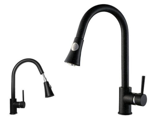 Gamma Snake kihúzható zuhanyfejes mosogató csaptelep - fekete