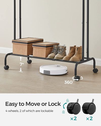 Songmics 2 részes ruhatartó állvány görgőkkel - 103 x 154 cm