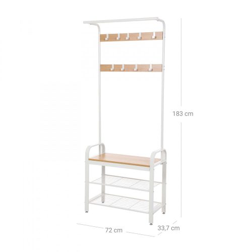 Előszobafal cipőpaddal - Vasagle Loft - 72 x 183 cm (fehér)