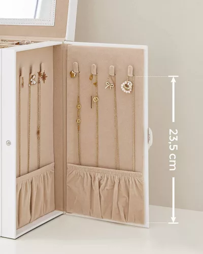 Songmics ékszertartó doboz tükörrel - 6 + 2 szintes (fehér)
