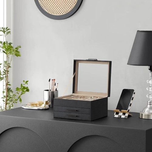 Ékszertartó doboz - 3 szintes - fekete - Songmics Home