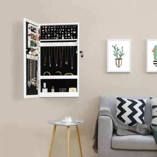 Ékszertartó faliszekrény tükörrel - Songmics - 37 x 67 cm
