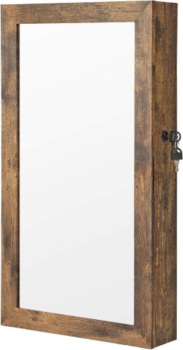 Ékszertartó faliszekrény tükörrel - Vasagle Loft - 37 x 67 cm