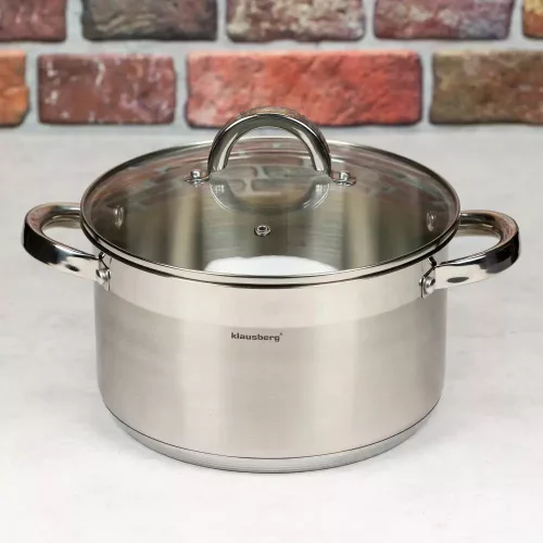 Klausberg Premium lábos 4.6L, Ø22 cm- rozsdamentes acél, edzett üveg fedő (KB-7125)