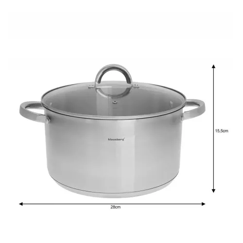Klausberg Premium lábos 9.5L, Ø28 cm- rozsdamentes acél, edzett üveg fedő (KB-7128)