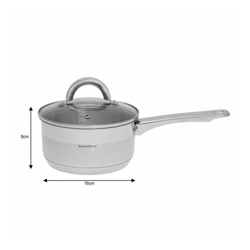 Klausberg Premium szószosedény 1.8L, Ø16 cm- rozsdamentes acél, edzett üveg fedő (KB-7133)