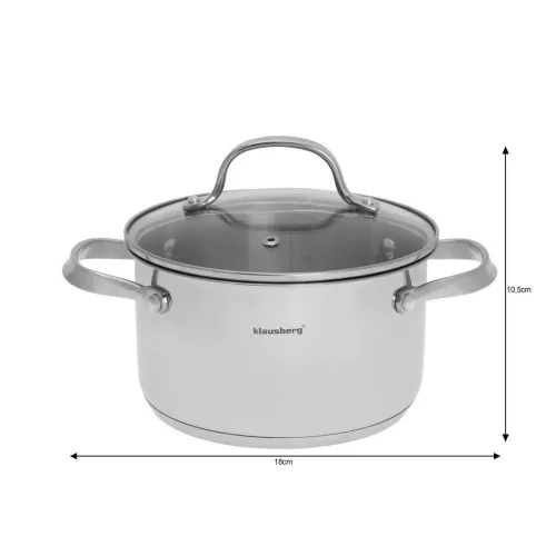 Klausberg 9 darabos edénykészlet - rozsdamentes acél, edzett üveg fedő (KB-7215)