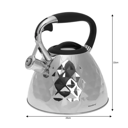 Klausberg teáskanna, sípszóval - króm- 3L (KB-7413)