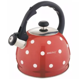   Kinghoff teáskanna, sípszóval, piros-fehér pöttyös, 2.0L (KH-1049)