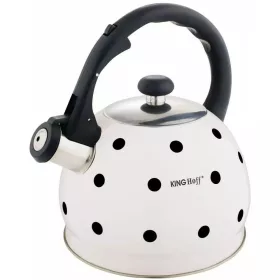   Kinghoff teáskanna, sípszóval, fehér-fekete pöttyös, 2.0L (KH-1050)
