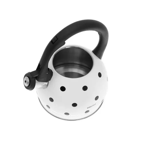 Kinghoff teáskanna, sípszóval, fehér-fekete pöttyös, 2.0L (KH-1050)