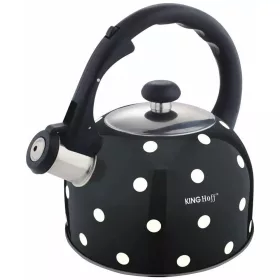   Kinghoff teáskanna, sípszóval, fekete-fehér pöttyös, 2.6L (KH-1051)
