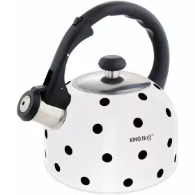  Kinghoff teáskanna, sípszóval, fehér-fekete pöttyös, 2.6L (KH-1053)