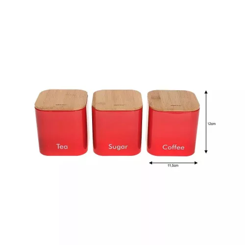 Kinghoff Premium kenyértartó + fűszertartó készlet - rozsdamentes acél / fa - piros (KH-1085)