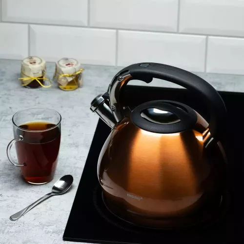 Kinghoff teáskanna, sípszóval - barna - 3.4L (KH-1213)