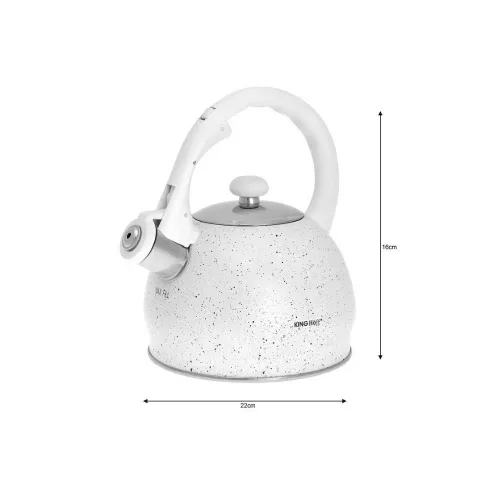 Kinghoff teáskanna, sípszóval, fehér gránit mintás, 2.0L (KH-1404)