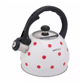   Kinghoff teáskanna, sípszóval, fehér-piros pöttyös, 2.0L (KH-1736)