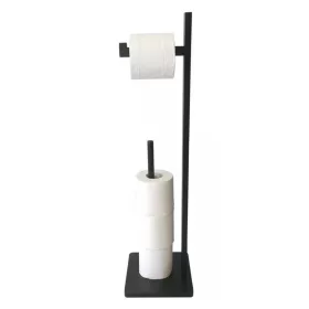   Kinghoff 2in1 bambuszfa wc kefe állvány wc papír tartóval - fekete (KH-1749)