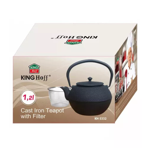 Kinghoff öntöttvas teáskanna, fekete 1.2L (KH-3332)