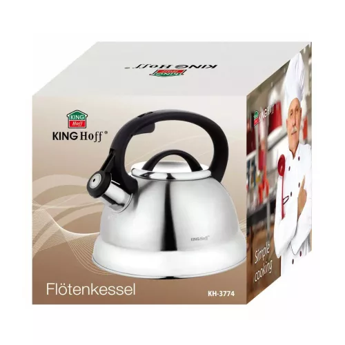 Kinghoff teáskanna, sípszóval, szálcsiszolt inox, 2.2L (KH-3774)