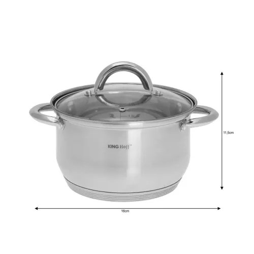 Kinghoff 12 darabos edénykészlet - rozsdamentes acél, edzett üveg fedő (KH-4450)